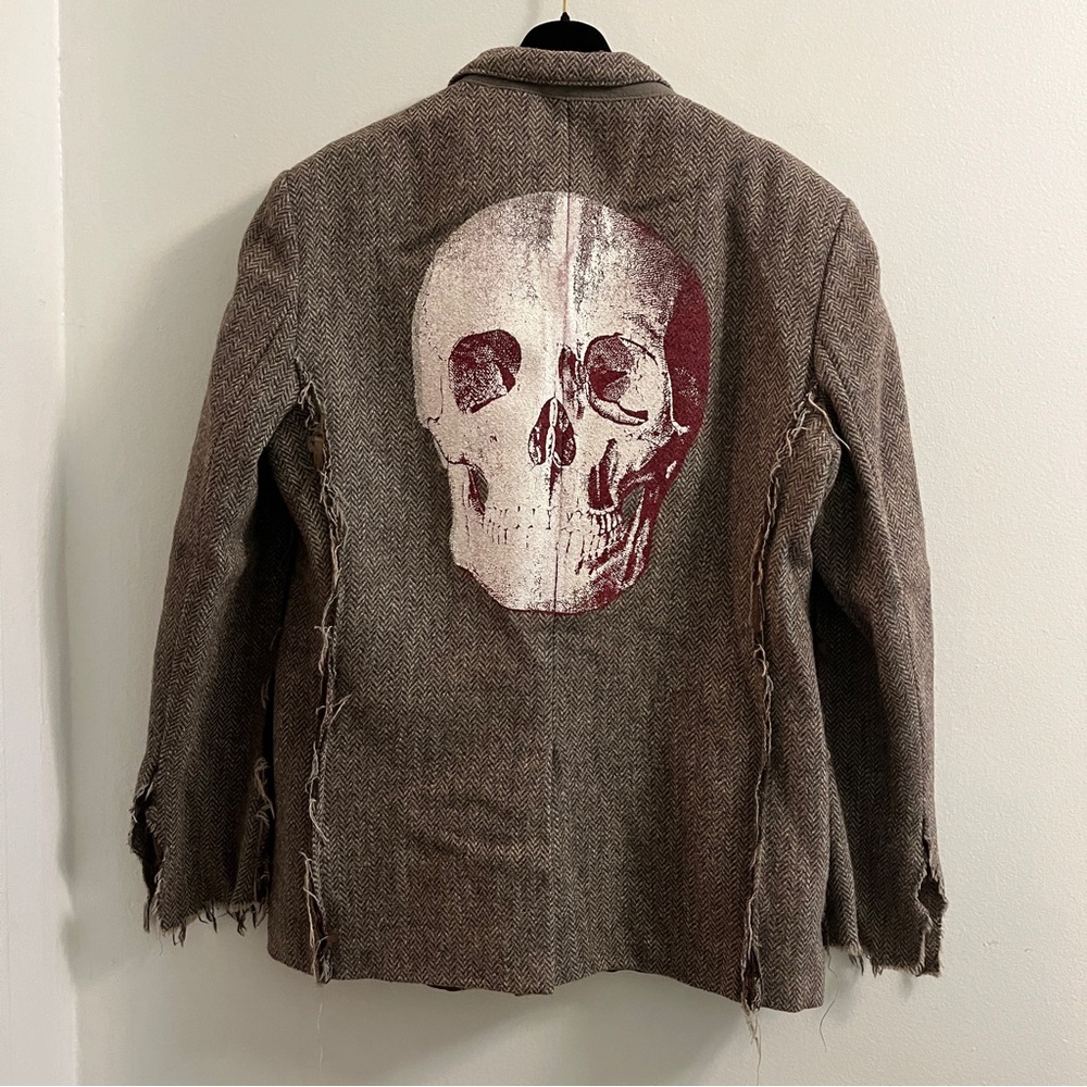 Libertine Brown Tweed Jacket with Skull Graphic